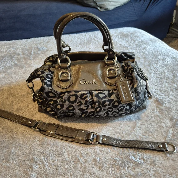 Coach Leopard Print Handbag - Black and Gray - Picture 2 of 9